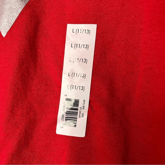 Wonder Woman NWT L (11/13) Silver & Red Striped Sleeves Red Juniors T-Shirt Tee - Picture 7 of 7